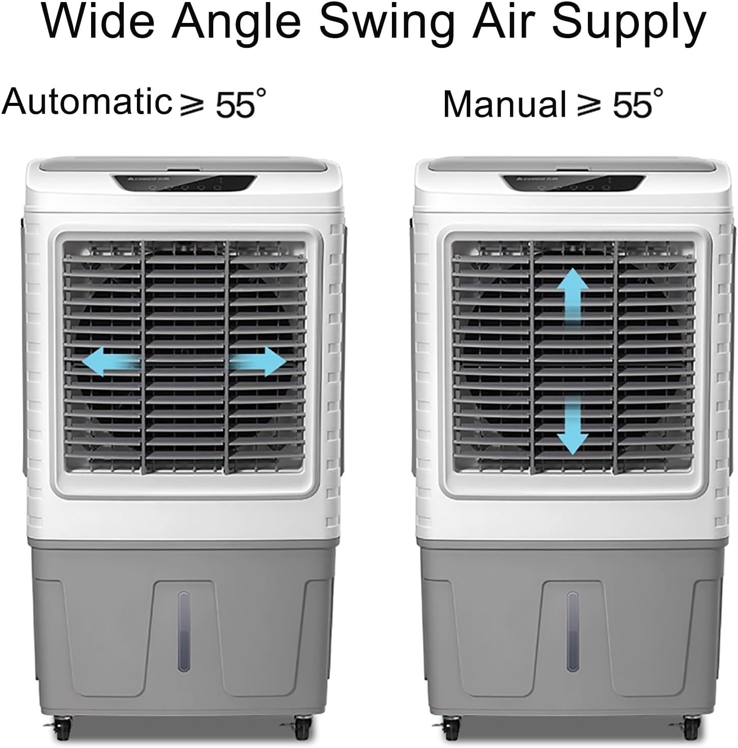 GENERIC Ventilateur De Refroidisseur D'air évaporatif, Refroidisseur De Marais 3 En 1 Avec Oscillation à 120 °, Réglages à 3 Vitesses, Grand Réservoir D'eau, Roues Pour La Mobilité, Idéal Pour Les Grands Espa