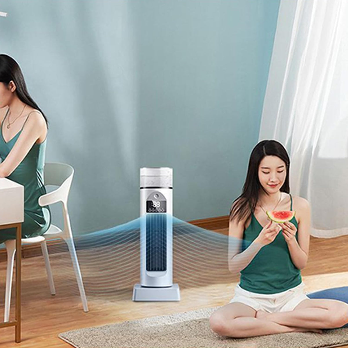 GENERIC Ventilateur De Climatisation – Ventilateur De Refroidissement D'air Tour Pour Chambre à Coucher – 6 Vitesses Oscillantes Sans Pales Avec Télécommande Et Réservoir D'eau, Humidificateur Pour Maison