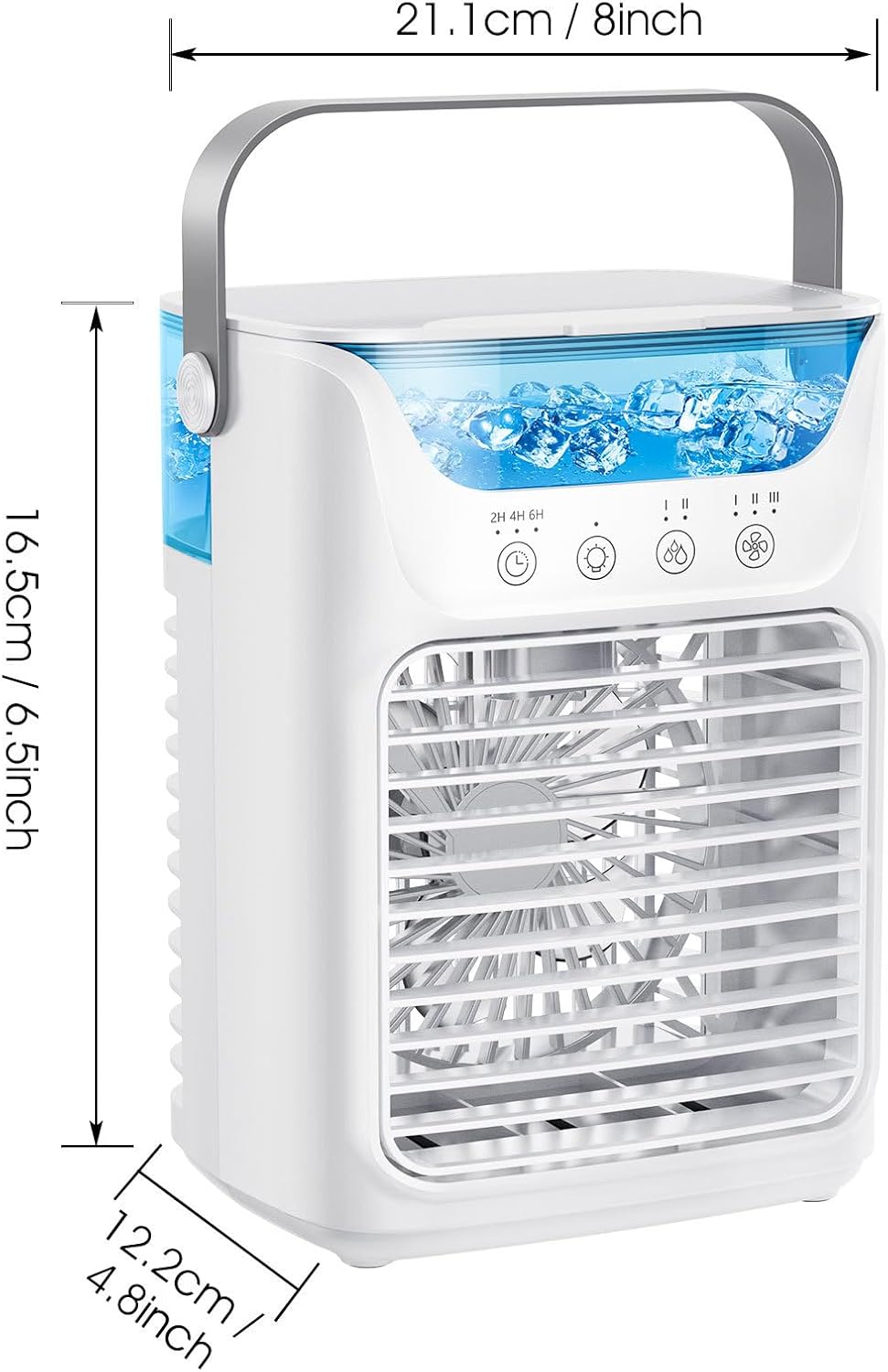 GENERIC Climatiseur Portable 3 En 1 Ventilateur, Refroidisseur Et Humidificateur Avec Réservoir D'eau à Remplissage Supérieur De 700 Ml, Veilleuse 7 Couleurs, Minuterie 2/4/6 Heures Et Fonctionnement Ultra