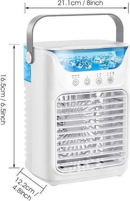 GENERIC Climatiseur Portable 3 En 1 Ventilateur, Refroidisseur Et Humidificateur Avec Réservoir D'eau à Remplissage Supérieur De 700 Ml, Veilleuse 7 Couleurs, Minuterie 2/4/6 Heures Et Fonctionnement Ultra