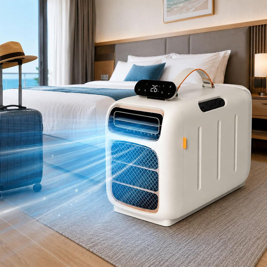  Climatiseur Portable 450 W,Climatiseur Mobile Compact 4700 Btu,Climatiseur De Camping Avec Flux D'air Réglable,Mode Silencieux 45 DB,Auto-Évaporateur Pour Tente/Caravane Cooling+Heating |