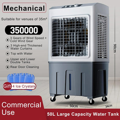 GENERIC Ventilateur De Refroidisseur D'air évaporatif, Refroidisseur De Marais 3 En 1 Avec Oscillation à 120 °, Réglages à 3 Vitesses, Grand Réservoir D'eau, Roues Pour La Mobilité, Idéal Pour Les Grands Espa