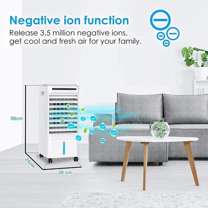  Climatiseur Portable, Purificateur D'air Et Humidificateur Mobile Avec Roulettes, Double Réservoir D'eau De 5 L, 3 Modes, 3 Vitesses, Télécommande