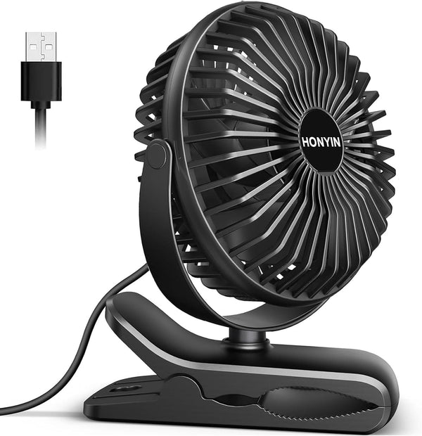  HONYIN Mini Ventilateur à Pince, 720 Rotation° Clip & Table Ventilateur | Petit Ventilateur USB, Air Puissant Et Fonctionnement Silencieux, Alimenté Par USB, Pour Maison Table Bureau