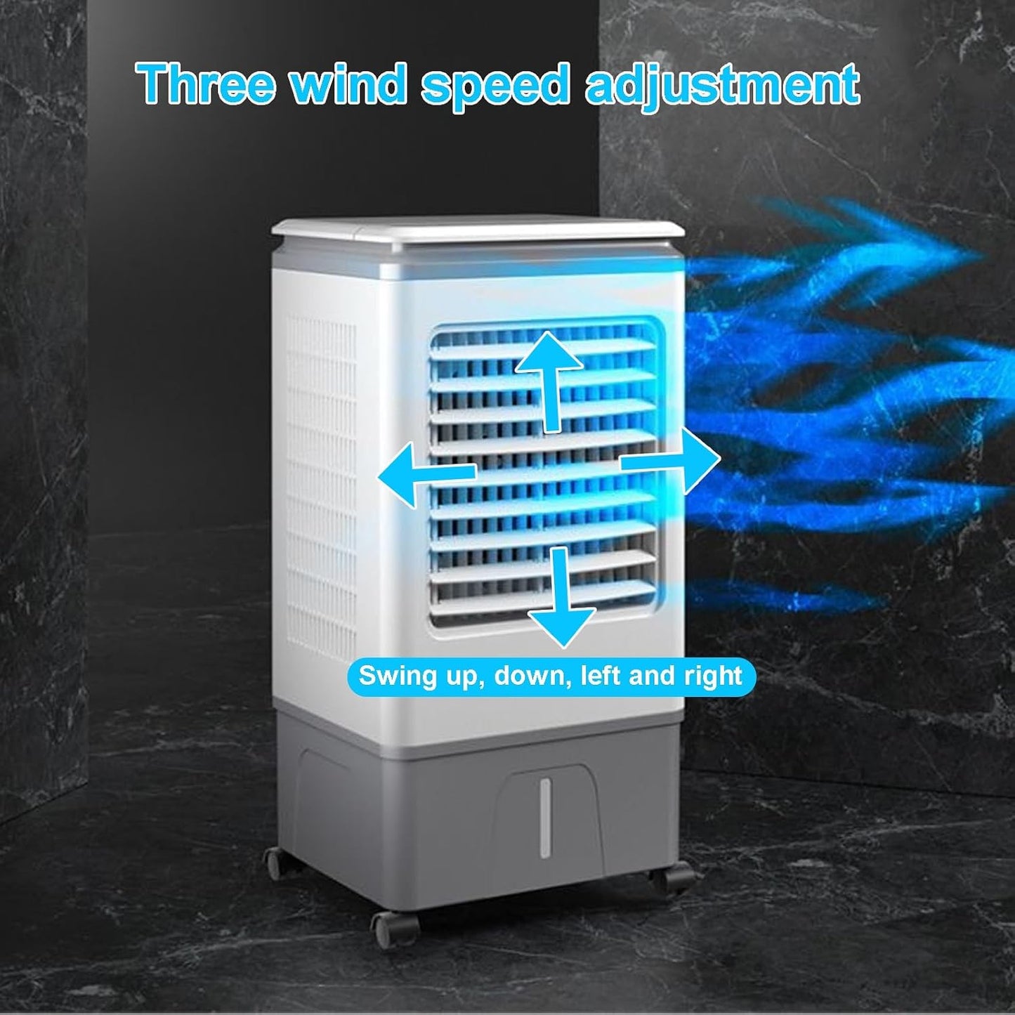 GENERIC Refroidisseur D'évaporation Portable 3 Vitesses 40L Réservoir Télécommande Calme Climatiseur Pour La Maison Garage Extérieur à Usage Intérieur Économie D'énergie