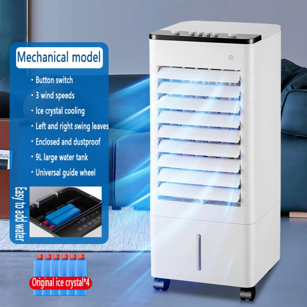 GENERIC Réservoir D'air Portable 9L Réservoir, Télécommande, 3 SW., Oscillation à 90°, Minuterie, Silencieux Pour La Maison Et Le Bureau