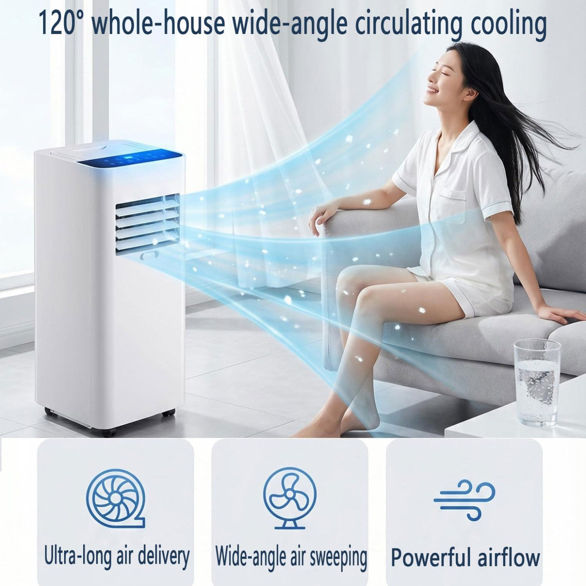 GENERIC Ultra Silencieux Portable AC 7000 BTU Pour Les Chambres à 300 Pieds Carrés, Déshumidificateur D'économie D'énergie Et Ventilateur Avec Minuterie 24h, Conception Facile De Déplacement