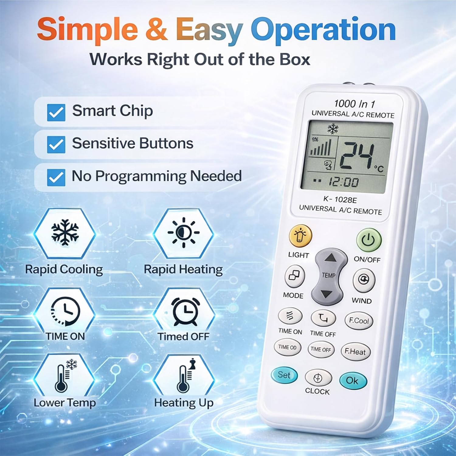  Télécommande Universelle Climatiseur Pour LG Gree Midea Toshiba Haier Daikin Hitachi Sharp Panasonic Samsung Sanyo Hisense Fujitsu Whirlpool Et Plus De 1000 Marques Contrôleur De Climatisation