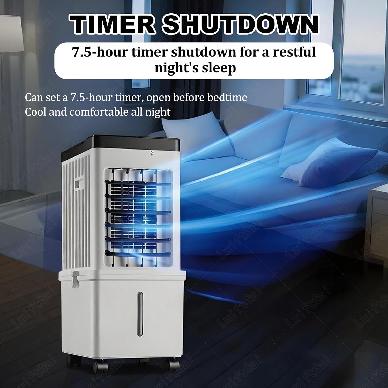 Climatiseur Mobile, 3 Modes & 3 Vitesse, 4 Boîtes Des Glacières, Grand Réservoir D'eau, Fonction D'Oscillation, Refroidisseur D'air Évaporation Avec Écran Pour Chambre Bureau