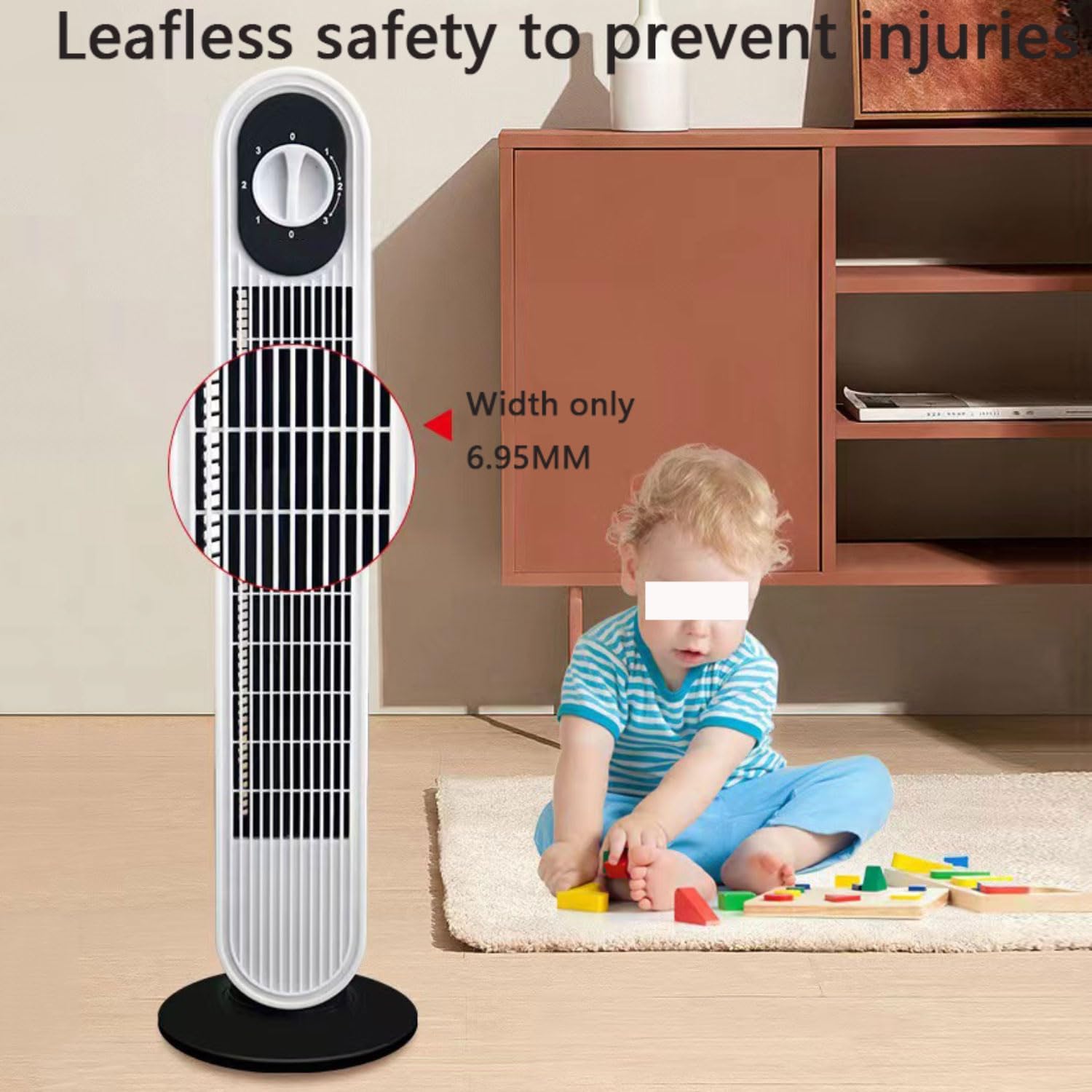  Ventilateur De Tour Sans Lame Pour Chambre à Coucher, 26ft/s Portable Standing Air Circulateur Avec 80 Oscillation, Fonctionnement 30dB Silencieux, 3 Réglages De Vitesse Et Poignée Pour Le Bureau, Cam