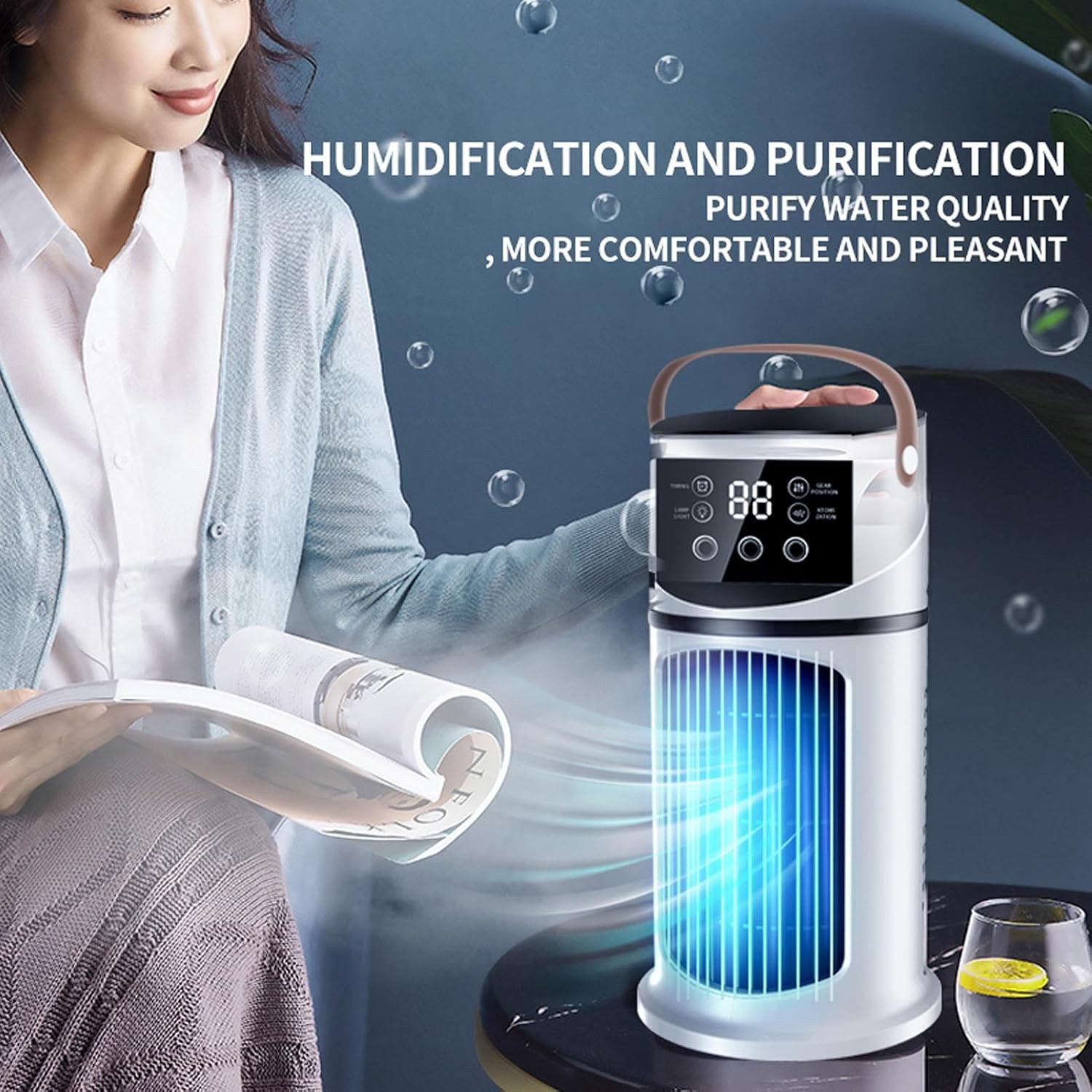GENERIC Ventilateur Climatiseur Portable - 4 En 1 Avec Déshumidificateur, Ventilateur Et Mode Nuit - Silencieux, 24 Heures, Télécommande, Pack De Fenêtre - Classe énergétique A Pour Chambre à Coucher, Bureau