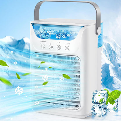 GENERIC Climatiseur Portable 3 En 1 Ventilateur, Refroidisseur Et Humidificateur Avec Réservoir D'eau à Remplissage Supérieur De 700 Ml, Veilleuse 7 Couleurs, Minuterie 2/4/6 Heures Et Fonctionnement Ultra