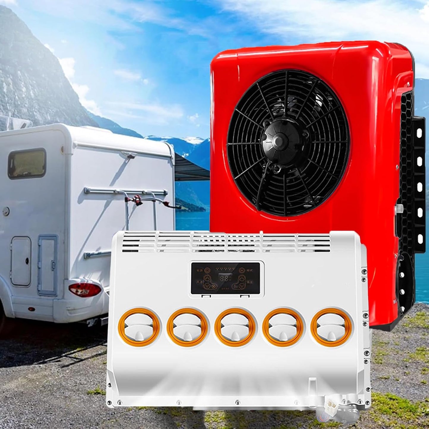  Climatiseur Portable à Suspendre, Refroidissement Rapide, Unité De Climatisation électrique CC Pour Camion, Taxi, Véhicules De Camping, Bus, Remorques Et Fourgonnettes
