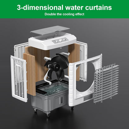 GENERIC Refroidisseur D'air Par évaporation Avec Grand Réservoir D'eau, Large Oscillation, Plusieurs Vitesses, Solution De Refroidissement Portable Pour Espaces Intérieurs Et Extérieurs