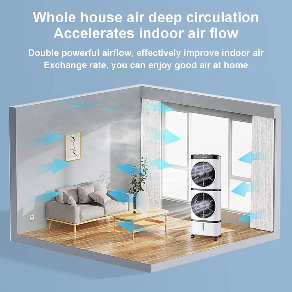 GENERIC Ventilateur De Refroidisseur D'air Portable, 300 Pieds Carrés évaporatif AC Avec Télécommande, A/C Personnel Ultra Silencieux Pour La Chambre De Bureau à Domicile, Dispositif De Refroidissement à écon