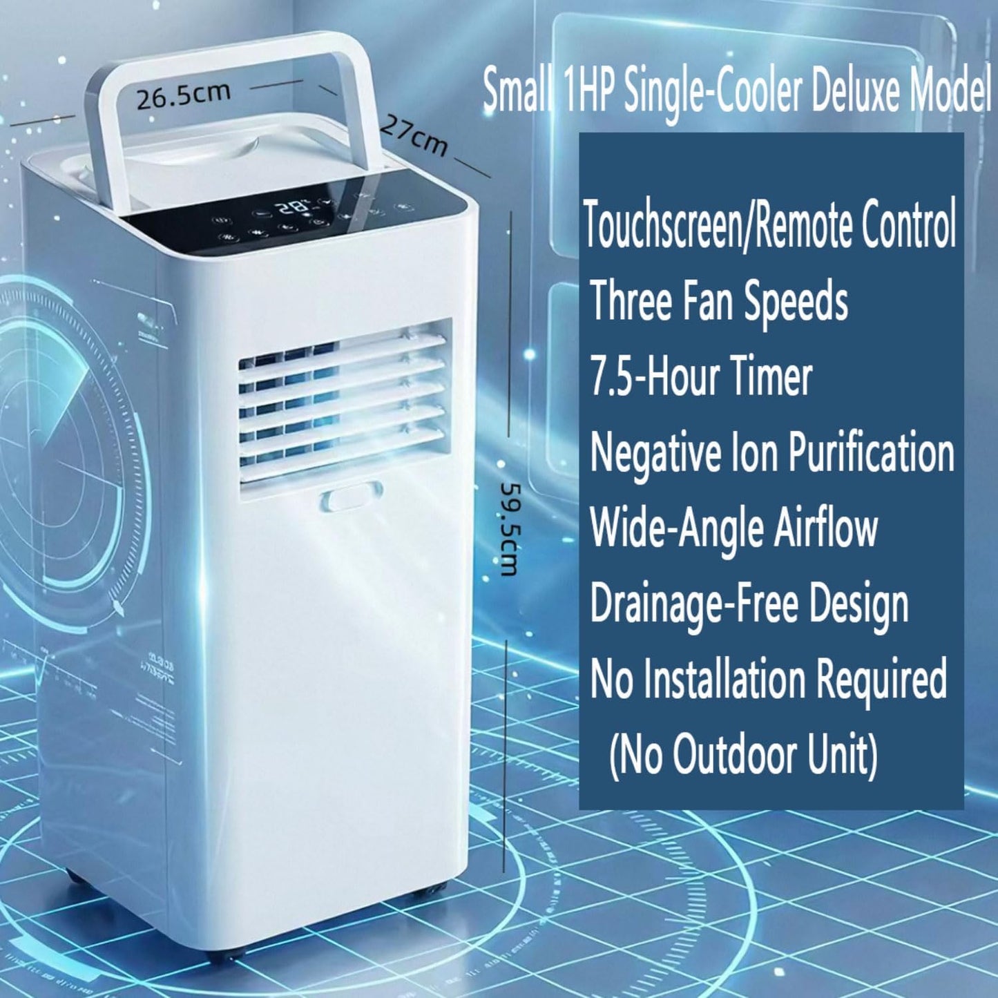 GENERIC Ultra Silencieux Portable AC 7000 BTU Pour Les Chambres à 300 Pieds Carrés, Déshumidificateur D'économie D'énergie Et Ventilateur Avec Minuterie 24h, Conception Facile De Déplacement
