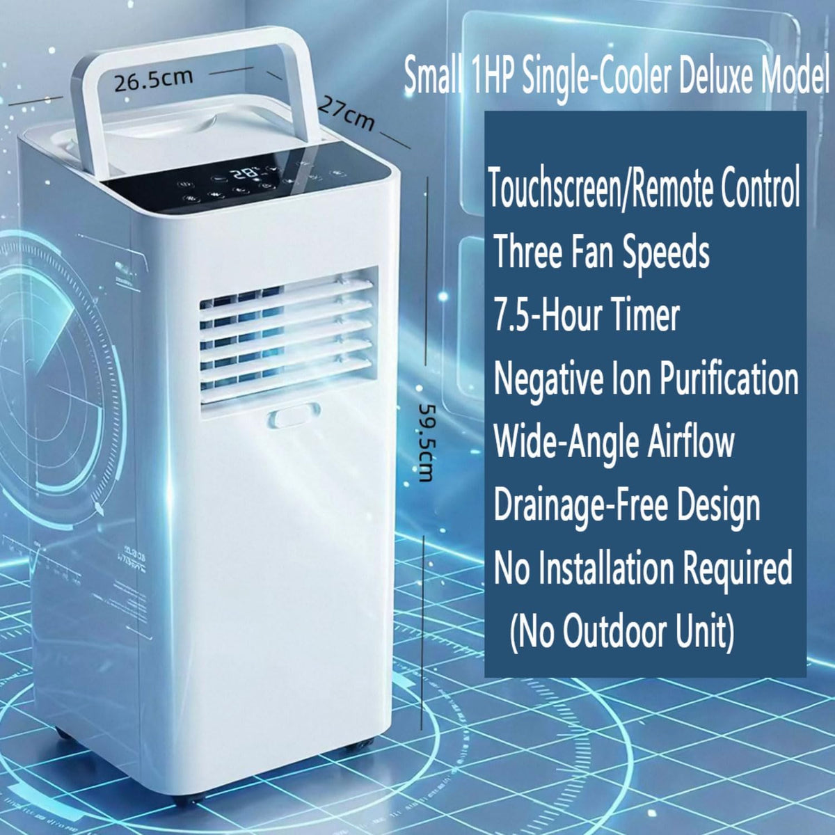 GENERIC Ultra Silencieux Portable AC 7000 BTU Pour Les Chambres à 300 Pieds Carrés, Déshumidificateur D'économie D'énergie Et Ventilateur Avec Minuterie 24h, Conception Facile De Déplacement