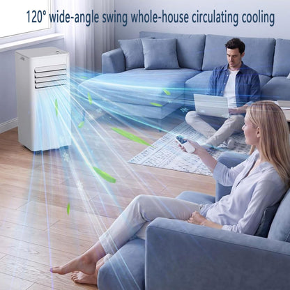  Climatiseur Portable Refroidit 350 Sq.Ft, Unité De Climatisation Portable Intelligente Silencieuse Avec Ventilateur Et Déshumidificateur LED Affichage à Distance 24H Minuterie Kit De Fenêtre Refroidis