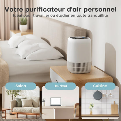  AROEVE Purificateur D'Air Avec Filtre HEPA H13 à 3 Étages, Pour Chambre 20m², Silencieux 22 DB & Économie D'Énergie 5W, Élimine Pollen Fumée Poils D'Animaux, Fonction Aromathérapie