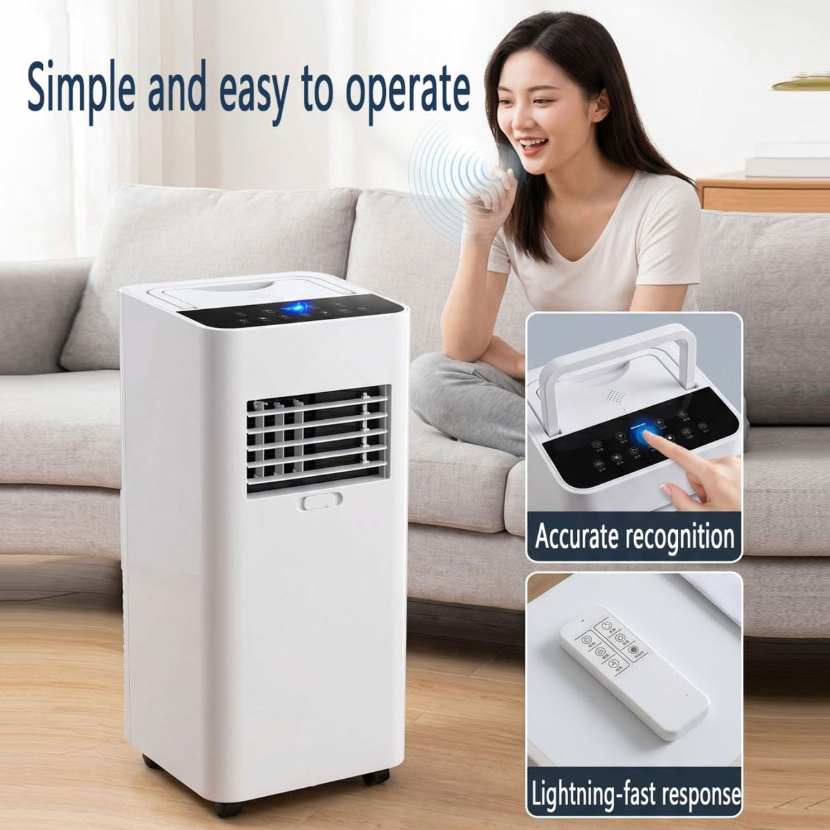 GENERIC Ultra Silencieux Portable AC 7000 BTU Pour Les Chambres à 300 Pieds Carrés, Déshumidificateur D'économie D'énergie Et Ventilateur Avec Minuterie 24h, Conception Facile De Déplacement