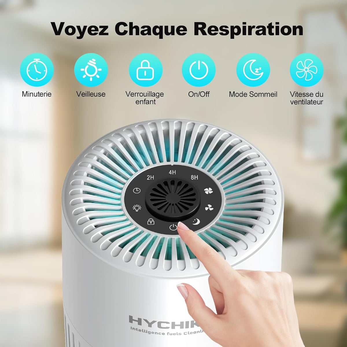  Purificateur D'Air Chambre - Filtration Efficace Contre Allergies Et Odeurs, Silencieux, Avec Éponge D'Aromathérapie, 10W Économie D'Énergie, CADR 95, Air Purifier HEPA Pour Maison Bureau