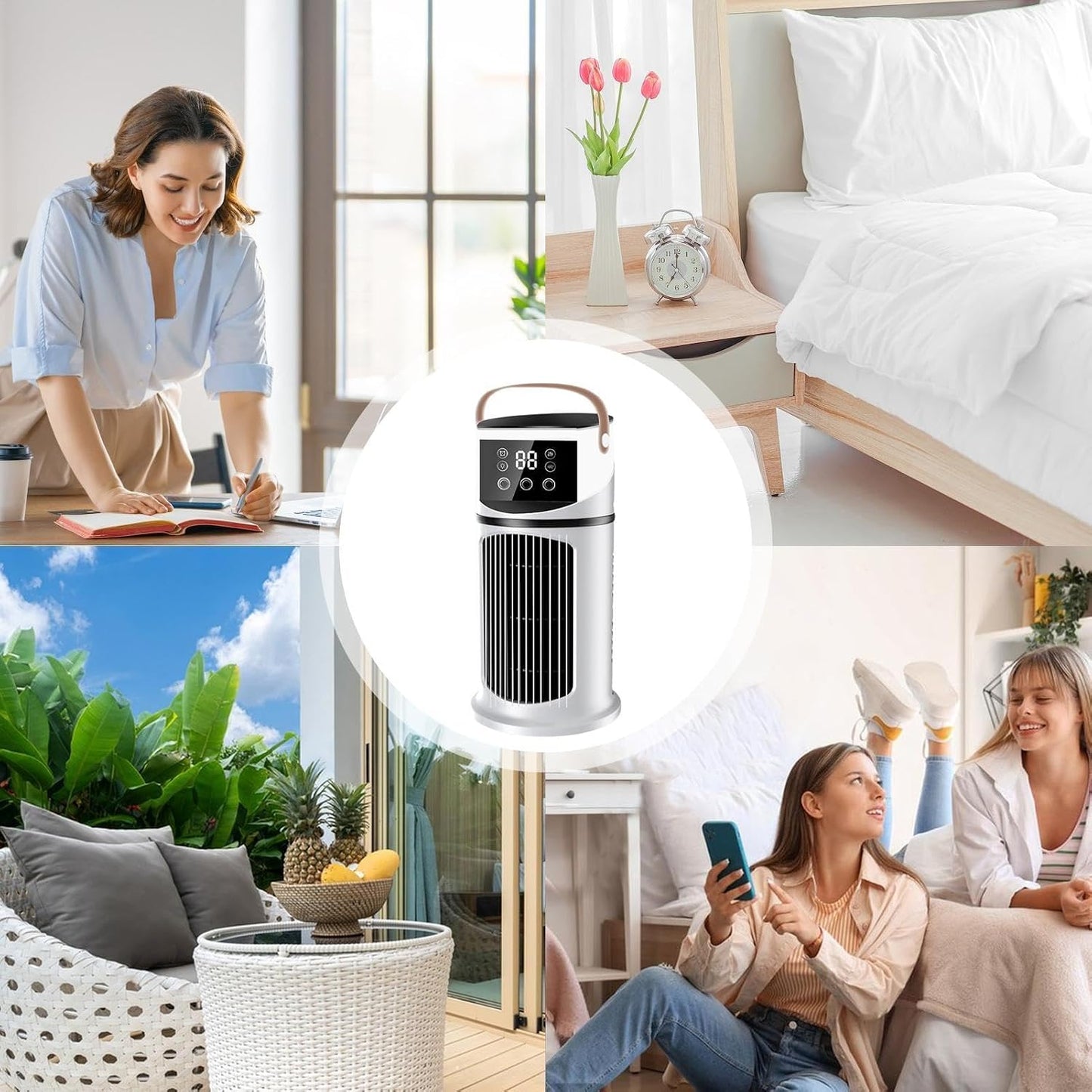  Climatiseur De Bureau - Rafraîchisseur D'Air Pour Pièces Avec Brumisation LED | Appareil 9 Vitesses Pour Chambre, Dortoir Et Espaces Étudiés