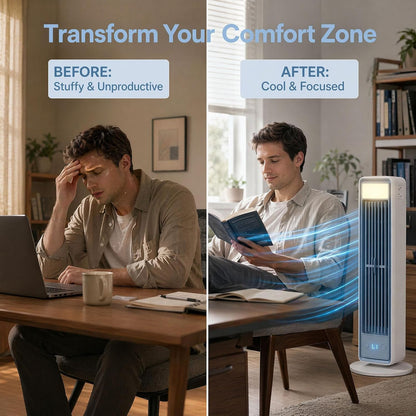  Climatiseur Portable, Refroidisseur D'air Mobile Silencieux à 3 Vitesses, Ventilateur Sans Pales économe En énergie, Mini-climatiseur Pour Chambre, Bureau Et Maison, Blanc