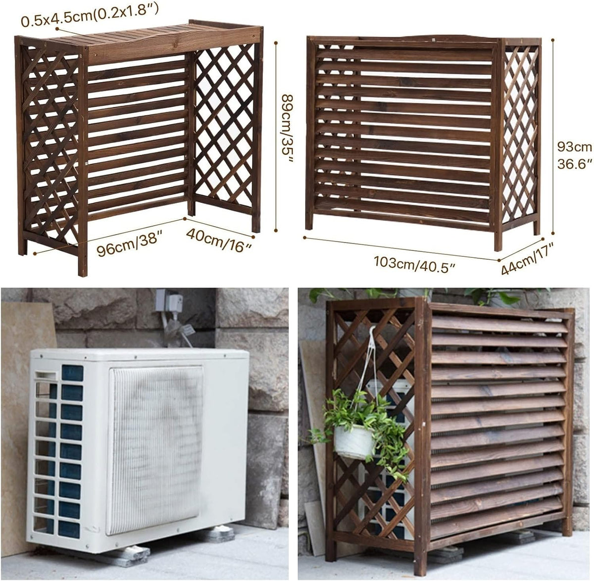 GENERIC Housse De Clôture Extérieure – Housse De Protection En Bois Massif Pour Climatiseur – Séparateur D'espace Pour Poubelle, Unité De Climatisation Cachée, Support De Pot De Fleurs, Grilles De Protection