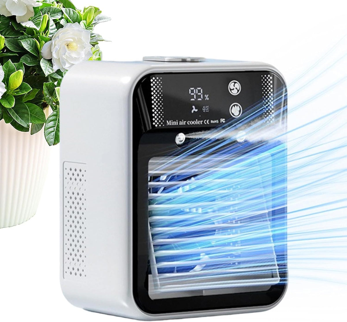  Climatiseur D'air Portable - Ventilateur Rafraîchissant 2 Vitesses,Réservoir D'eau 500 Ml Pour Maison Bureau Extérieur | Chambre Voiture Camping Garage Table