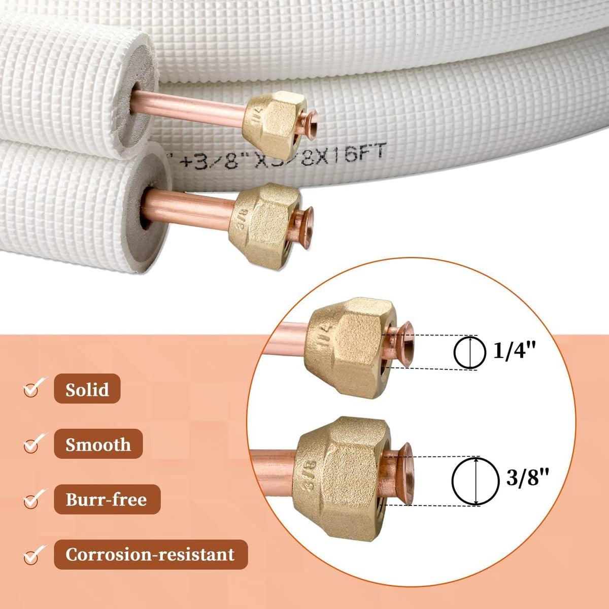  Tuyau De Cuivre Tube En Cuivre Pour Climatiseur 1/4 & 3/8 Pièce De Climatisation Split 20M Avec Un Bobine Isolante HVAC