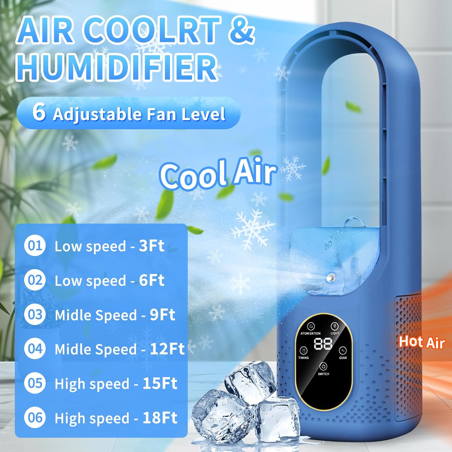  2026 Climatiseur Portable - 3 En 1 Mini Climatiseur - 6 Vitesses Mini Climatiseur Portable Avec Minuterie De Brumisation - Ventilateur De Bureau Sans Pales Pour La Maison Et Le Bureau
