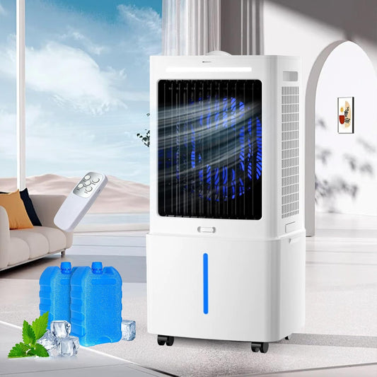 GENERIC Rafraîchisseur D'Air 25 L 4-en-1 Grand Climatiseur Mobile, Humidificateur Avec Télécommande Et 2 Packs De Glace, Usage Domestique