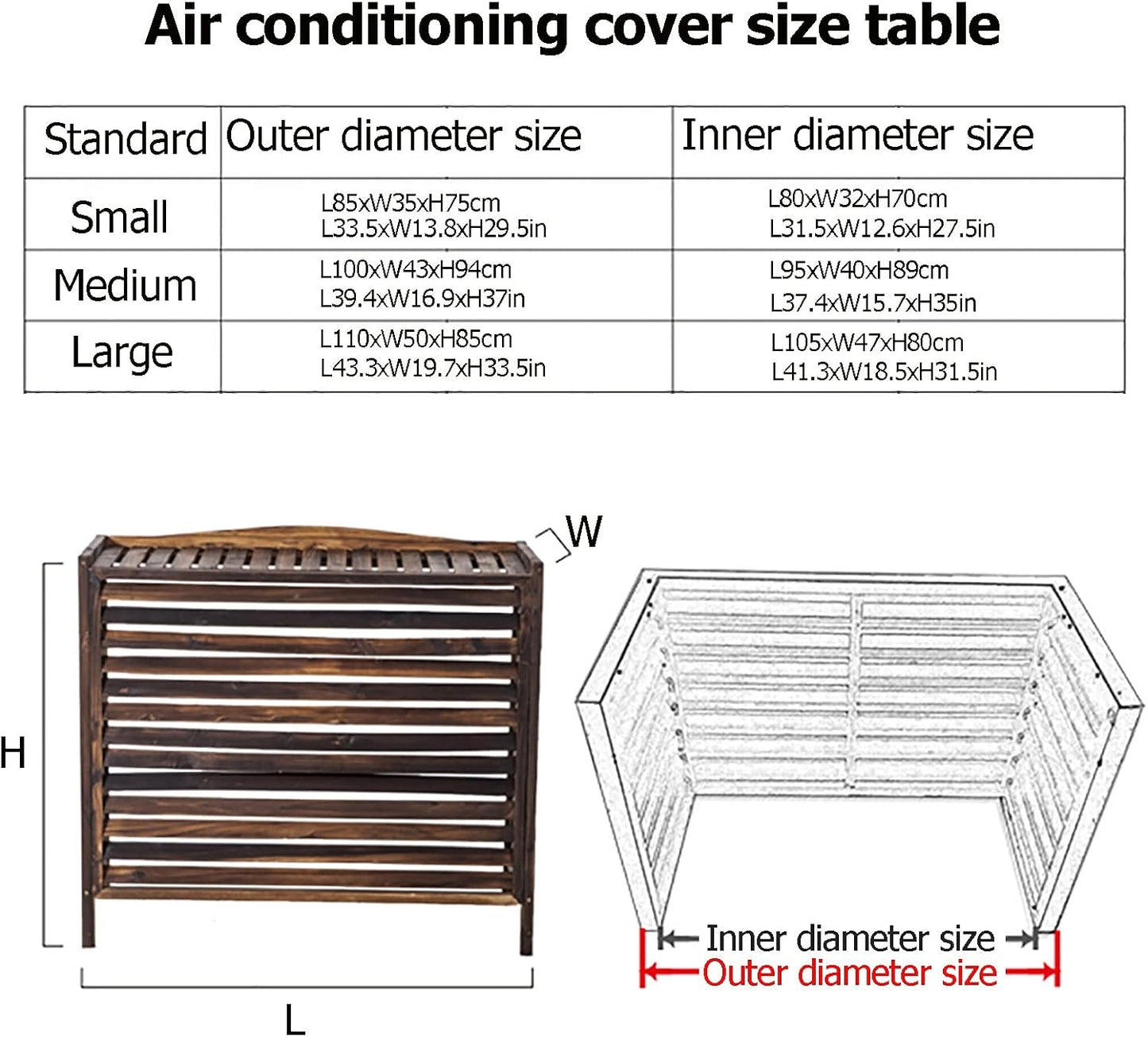  Housse De Climatiseur D'extérieur En Bois Et Support De Fleurs En Bois Massif Pour Climatisation, Protection Contre Les Intempéries.