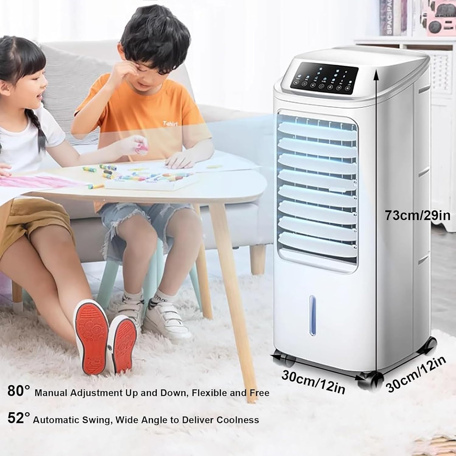  Evaporative Cooler With Remote, 3 Speeds, Timer, Mist, Oscillating For Home Garage Cooling