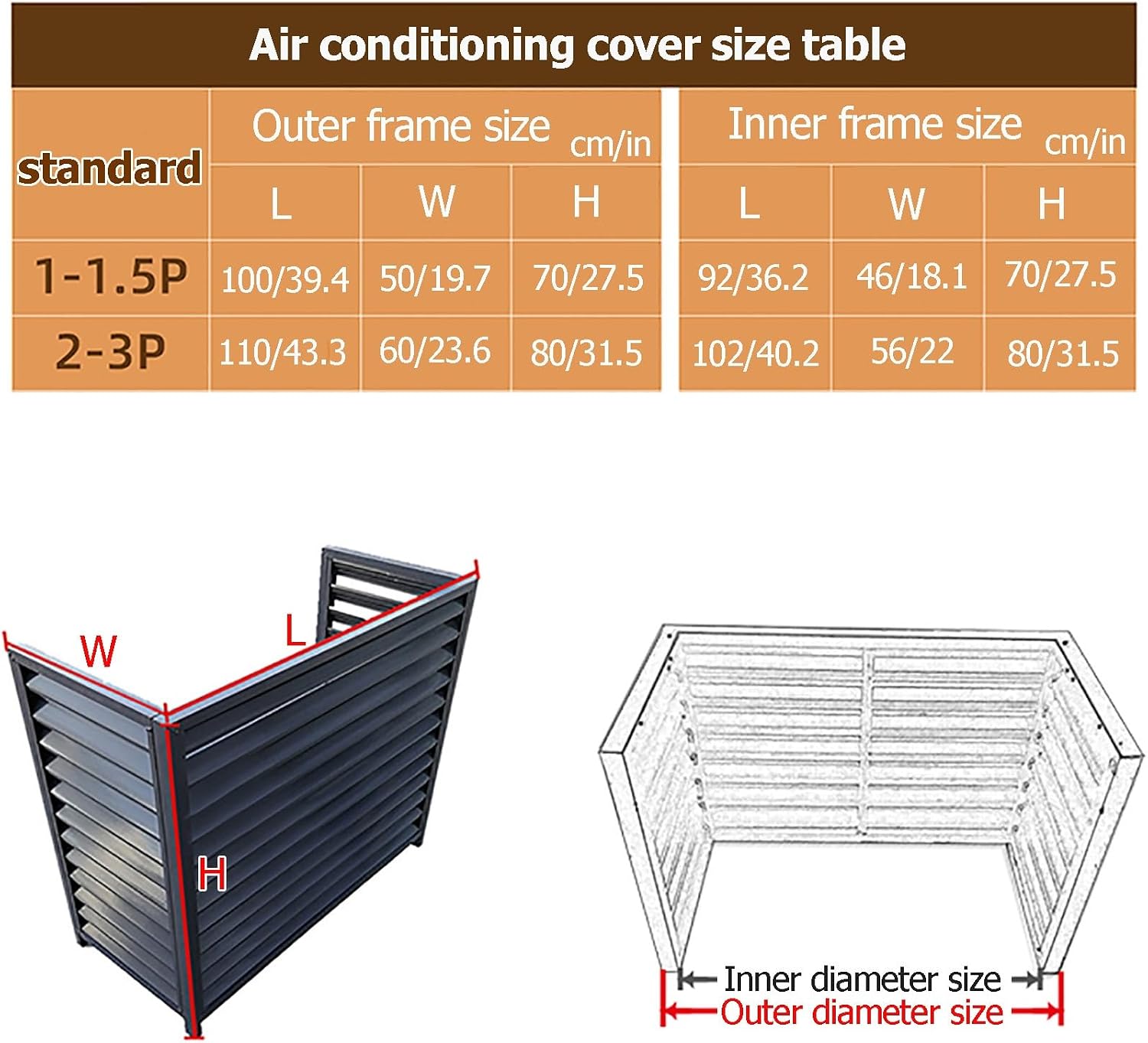  Housse De Protection En Aluminium Pour Climatiseur – Clôture Décorative Pour Pompe à Chaleur Extérieure, Unité De Climatisation Autonome Et Housse Poubelle Idéale Pour Une Utilisation En Intérieur