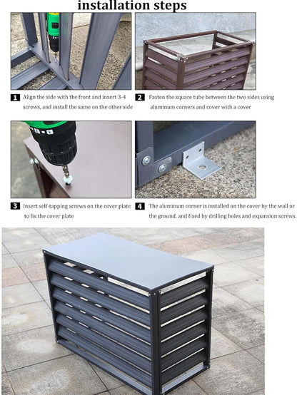  Housse De Climatiseur En Aluminium Toutes Saisons - Décoration Extérieure Pour Climatiseurs Et Poubelles - Protection Autonome Pour équipements Extérieurs