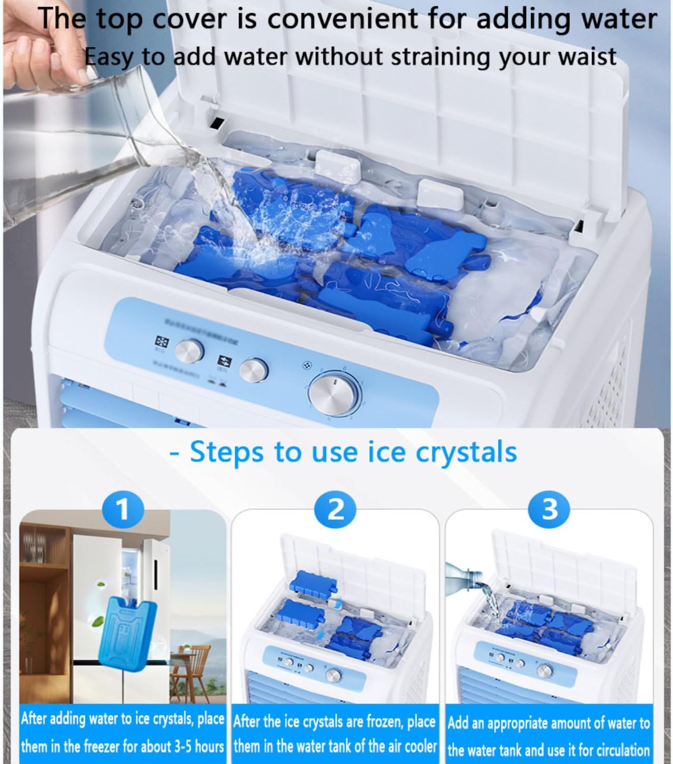 GENERIC Ventilateur De Climatiseur Portable Avec 3 Niveaux De Vitesse, Réservoir D'eau Extra Grand, Batteries De Refroidissement, Ventilateur De Refroidissement Rapide Et Sans Tuyau.Convient Pour Les Chambres