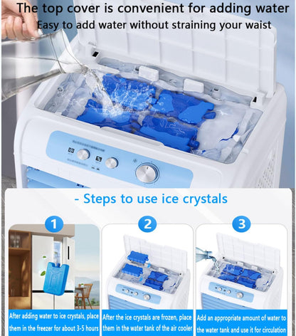 GENERIC Climatiseur Portable, Refroidisseur Par évaporation 3 En 1 Avec Moteur En Cuivre Amélioré, Grand Réservoir D'eau, Blocs De Glace, Ventilateur De Refroidissement Sans Fenêtre Pour Pièce