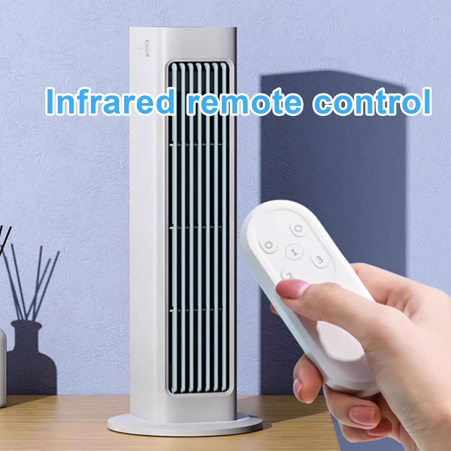  Ventilateur De Refroidissement Compact Avec Télécommande, 3 Vitesses, Conduit D'air Long Pour Chambre à Coucher, Bureau.Conception Sans Lame Silencieuse, Oscillation De 60 Degrés, Bureau Portable Ou S
