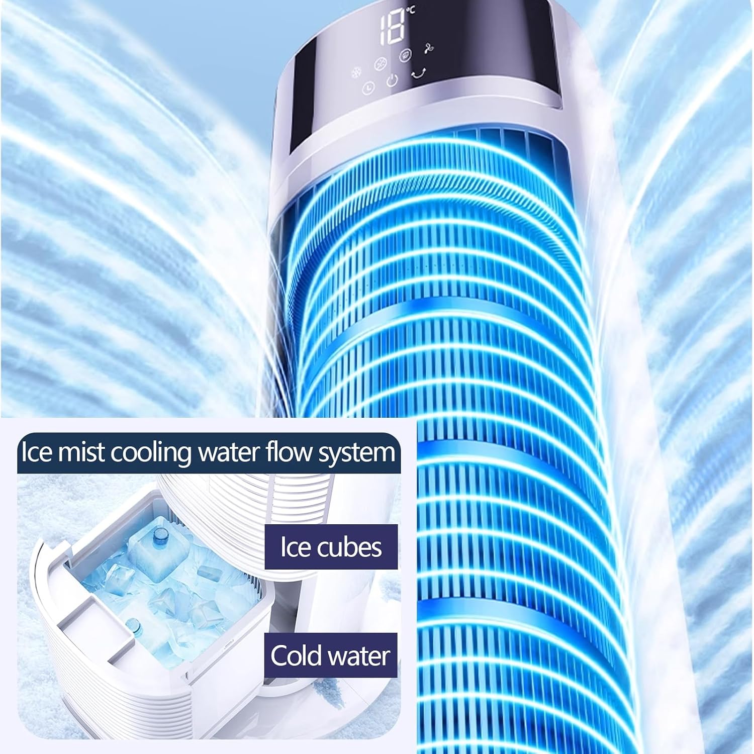 GENERIC Portable AC Unit 5000 BTU, Ventilateur De Refroidissement Silencieux à 3 Vitesses Avec La Brume De Glace Et La Télécommande, A/C Personnel Efficace Sur Le Plan énergétique Pour La Chambre à Coucher,