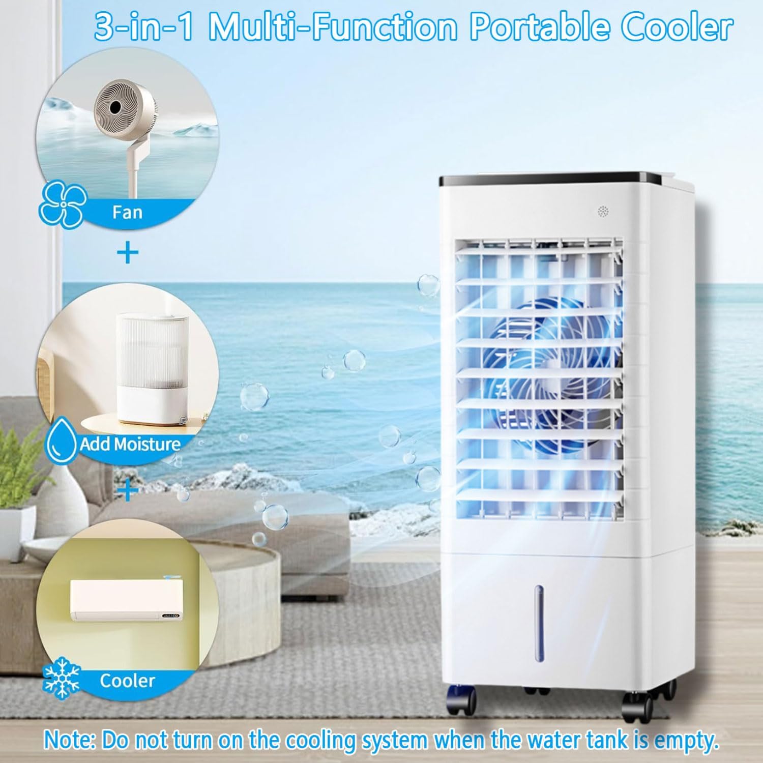 GENERIC Réservoir D'air Portable 9L Réservoir, Télécommande, 3 SW., Oscillation à 90°, Minuterie, Silencieux Pour La Maison Et Le Bureau