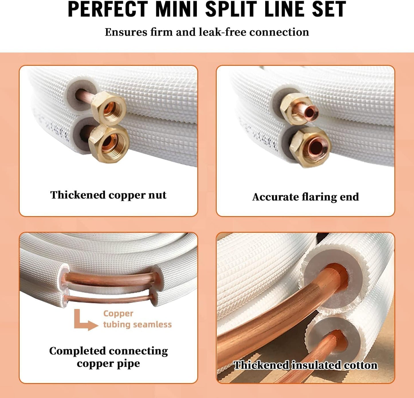  Tuyau De Cuivre Tube En Cuivre Pour Climatiseur 1/4 & 3/8 Pièce De Climatisation Split 20M Avec Un Bobine Isolante HVAC