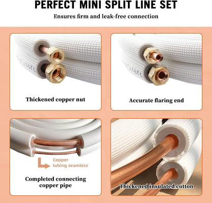  Tuyau De Cuivre Tube En Cuivre Pour Climatiseur 1/4 & 3/8 Pièce De Climatisation Split 20M Avec Un Bobine Isolante HVAC