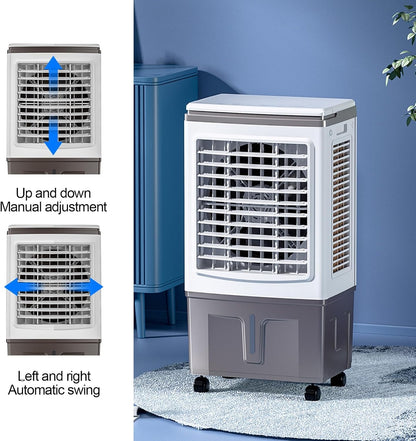  Climatiseur Portable à évaporation Avec Réservoir D'eau De 40 L/10,5 Gal, Télécommande, Minuterie De 7,5 H, 3 Vitesses, Pour Chambre, Terrasse Et Garage.