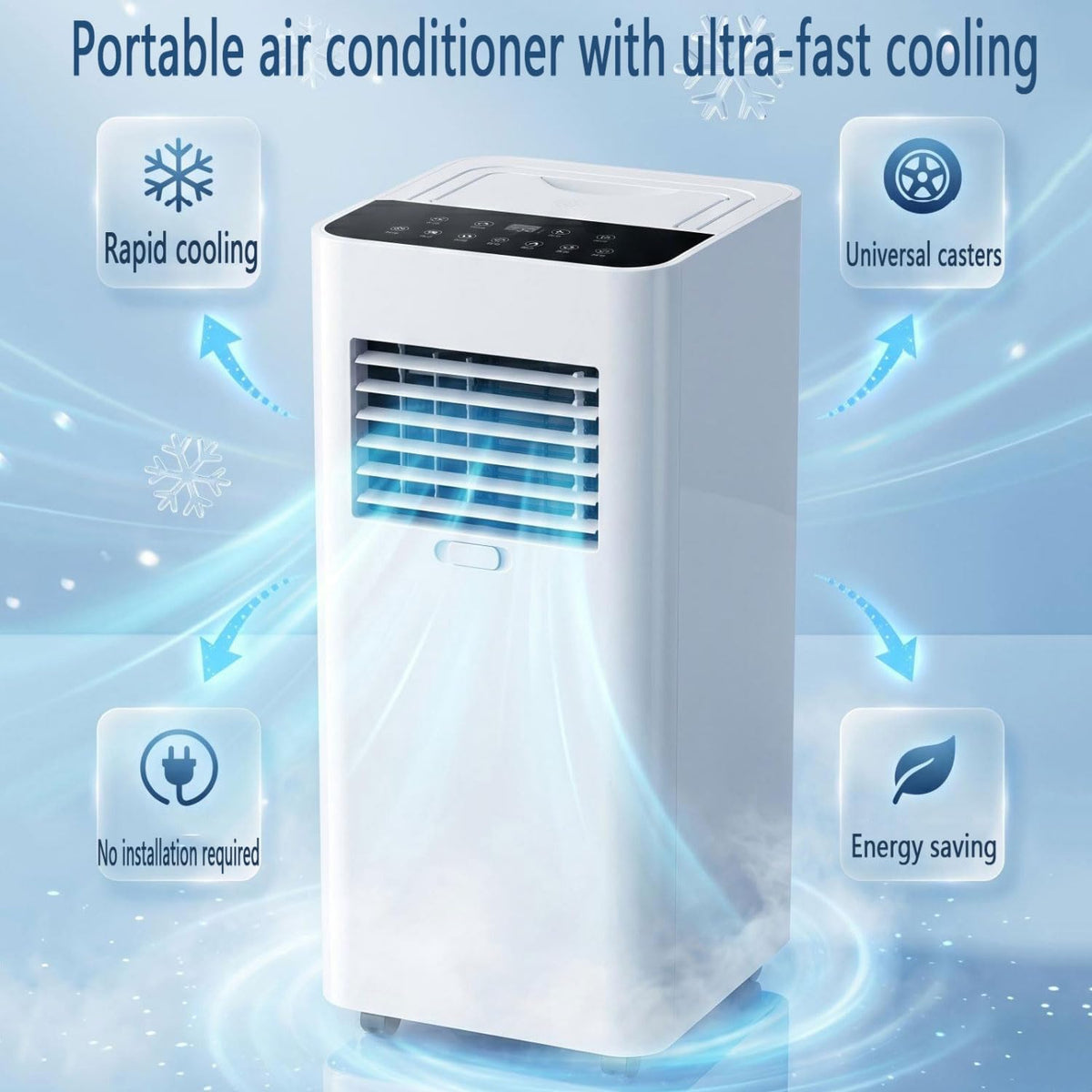 GENERIC Ultra Silencieux Portable AC 7000 BTU Pour Les Chambres à 300 Pieds Carrés, Déshumidificateur D'économie D'énergie Et Ventilateur Avec Minuterie 24h, Conception Facile De Déplacement