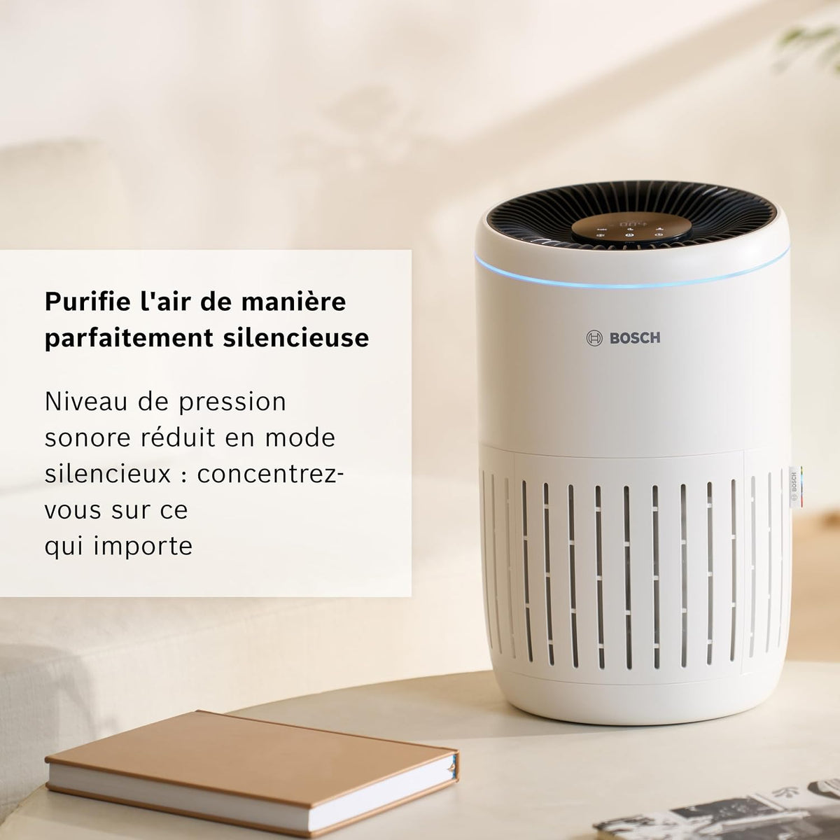  Bosch Air 2000 Purificateur D'air - Élimine Les Polluants, Avec Un Filtre à Air Et Un Mode Sommeil (< 25 DB(A)) - Pour Jusqu'à 37,5 M² - Avec Capteur Intelligent Et Mode Automatique - CADR : 180 M³/h