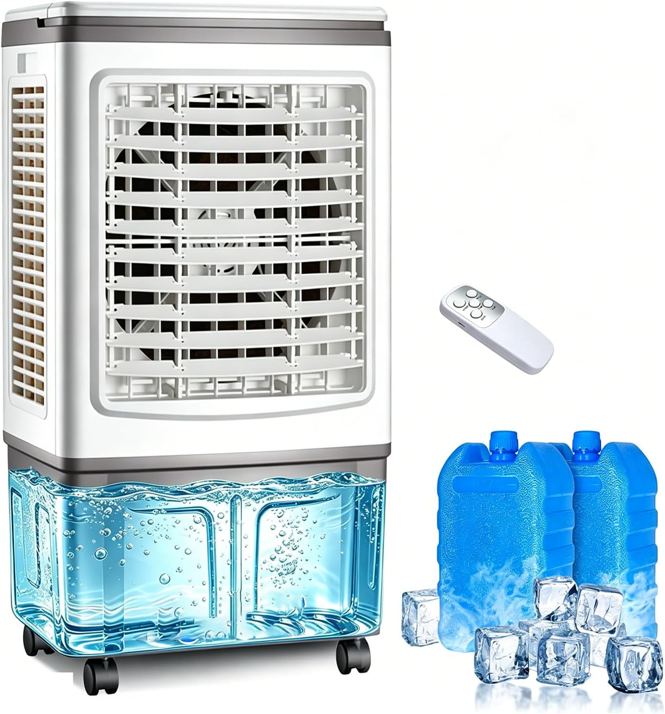 Climatiseur Mobile Sans Évacuation 30LClimatiseur Mobile Silencieux Avec 3 Vitesses 3 Modes 35dB Réservoir D'eau Amovible Télécommande Ventilateur Refroidisseur D'air Climatisation Pour Chambre