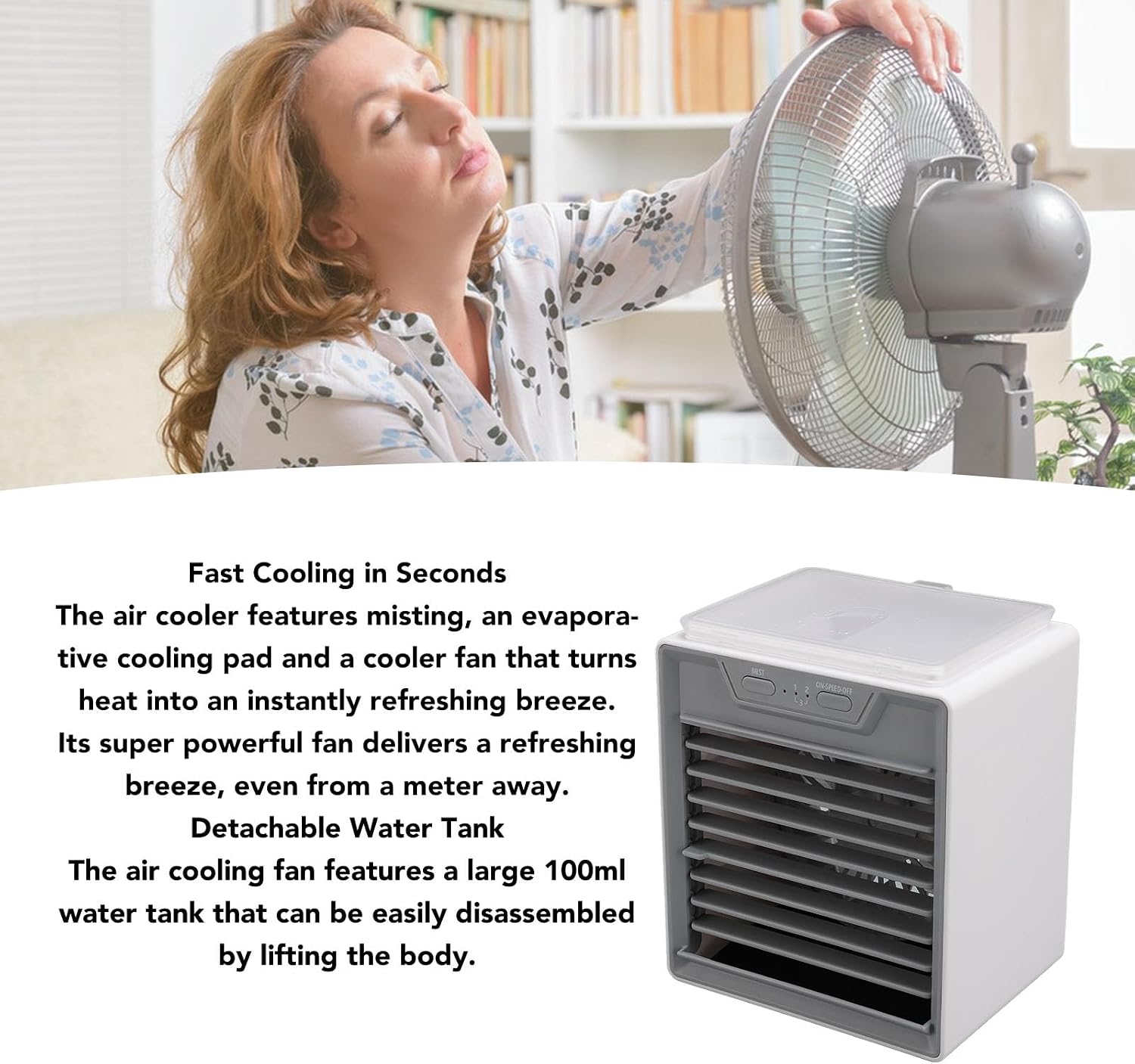  Jectse REFROIDISSEUR D'AIRS PAR ÉVAPORATION, Ventilarice De RefroidIlement Portable Avec Atomiseur à Ultrasons, Mode Brise, 2 Niveaux De Brume, 3 Visses De Ventilateur, Minuterie Et
