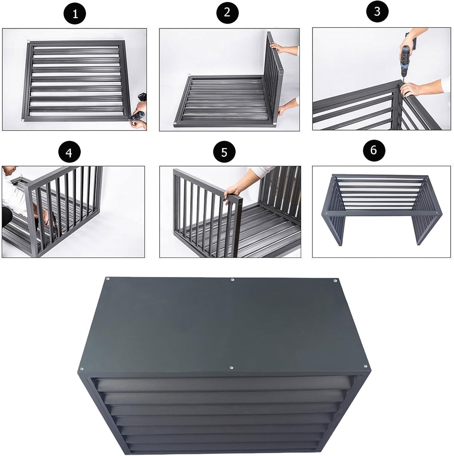  Housse De Protection En Aluminium Pour Climatiseur – Clôture Décorative Pour Pompe à Chaleur Extérieure, Unité De Climatisation Autonome Et Housse Poubelle Idéale Pour Une Utilisation En Intérieur