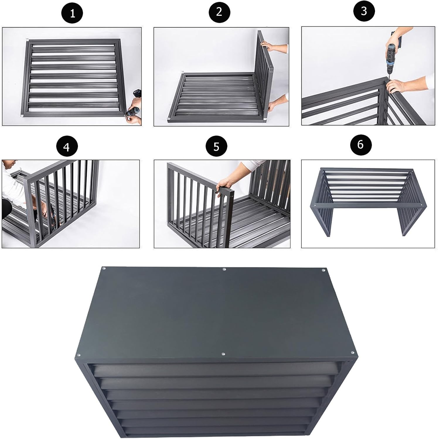  Housse De Protection En Aluminium Pour Climatiseur – Clôture Décorative Pour Pompe à Chaleur Extérieure, Unité De Climatisation Autonome Et Housse Poubelle Idéale Pour Une Utilisation En Intérieur
